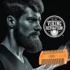 Viking Revolution Beard Comb & Beard Brush Set for Men — Natural Boar Bristle Brush and Dual Action Pear Wood Comb w/Velvet Travel Pouch – Great for Grooming Beards and Mustaches(Beard Comb)