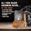Viking Revolution Beard Comb & Beard Brush Set for Men — Natural Boar Bristle Brush and Dual Action Pear Wood Comb w/Velvet Travel Pouch – Great for Grooming Beards and Mustaches(Beard Comb & Brush w/ Wash and Conditioner)
