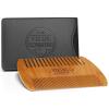 Viking Revolution Beard Comb & Beard Brush Set for Men — Natural Boar Bristle Brush and Dual Action Pear Wood Comb w/Velvet Travel Pouch – Great for Grooming Beards and Mustaches(Beard Comb)