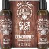 Viking Revolution Beard Wash & Beard Conditioner Set w/Argan & Jojoba Oils – Softens & Strengthens – Natural Beard Shampoo w/Beard Oil Sandalwood (5oz)(5 Fl Oz (Pack of 2))