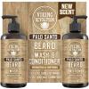 Viking Revolution Beard Wash & Beard Conditioner Set with Argan & Jojoba Oils – Softens and Strengthens – Natural Sandalwood Scent – Beard Shampoo with Beard Oil (17 oz)(Palo Santo)