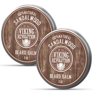 Viking Revolution Sandalwood Beard Balm – Beard Butter with Argan Oil, Beard Softener for Men with Jojoba Oil – Beard Moisturizer for Men with Beeswax – Beard Wax for Men (2oz, 1 Pack)(2 Ounce (Pack of 2))