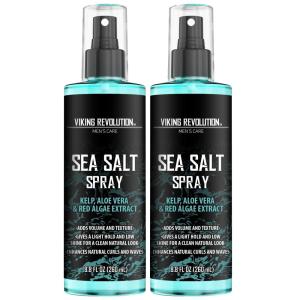 Viking Revolution Sea Salt Spray for Men – Hair Texturizing Spray with Kelp, Aloe Vera and Red Algae Extract – Surf Sprays to Add Volume and Texture for Men and Women Beach Hair – 8.8oz(8.8 Fl Oz (Pack of 2))