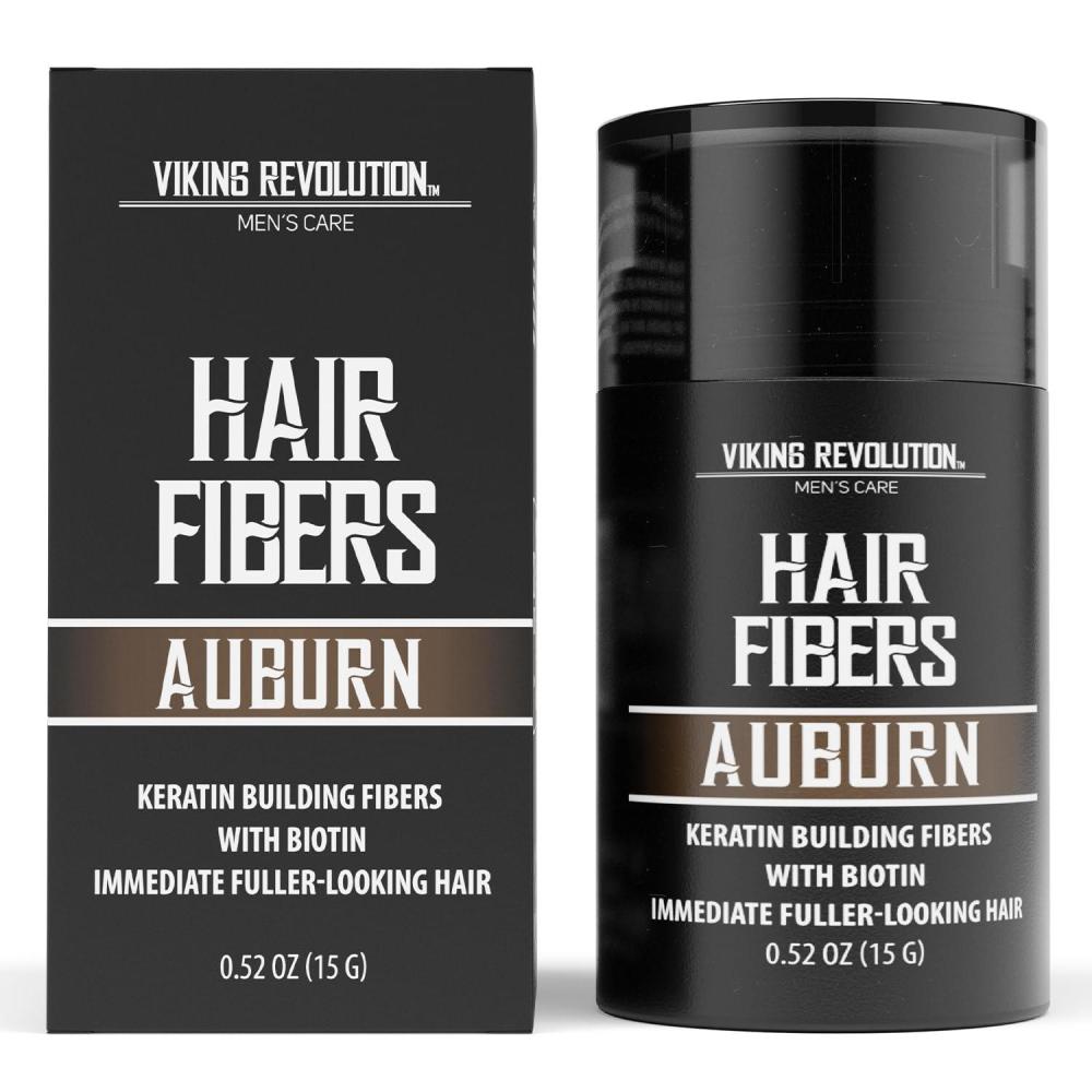 image:imageViking Revolution Dark Brown Hair Fibers for Thinning Hair Men  Thick Fiber for Bald Spot Cover Up  Hair Building Fibers with Kerating and Biotin  Hair Fiber for Men for a Fuller Look 052ozAuburn