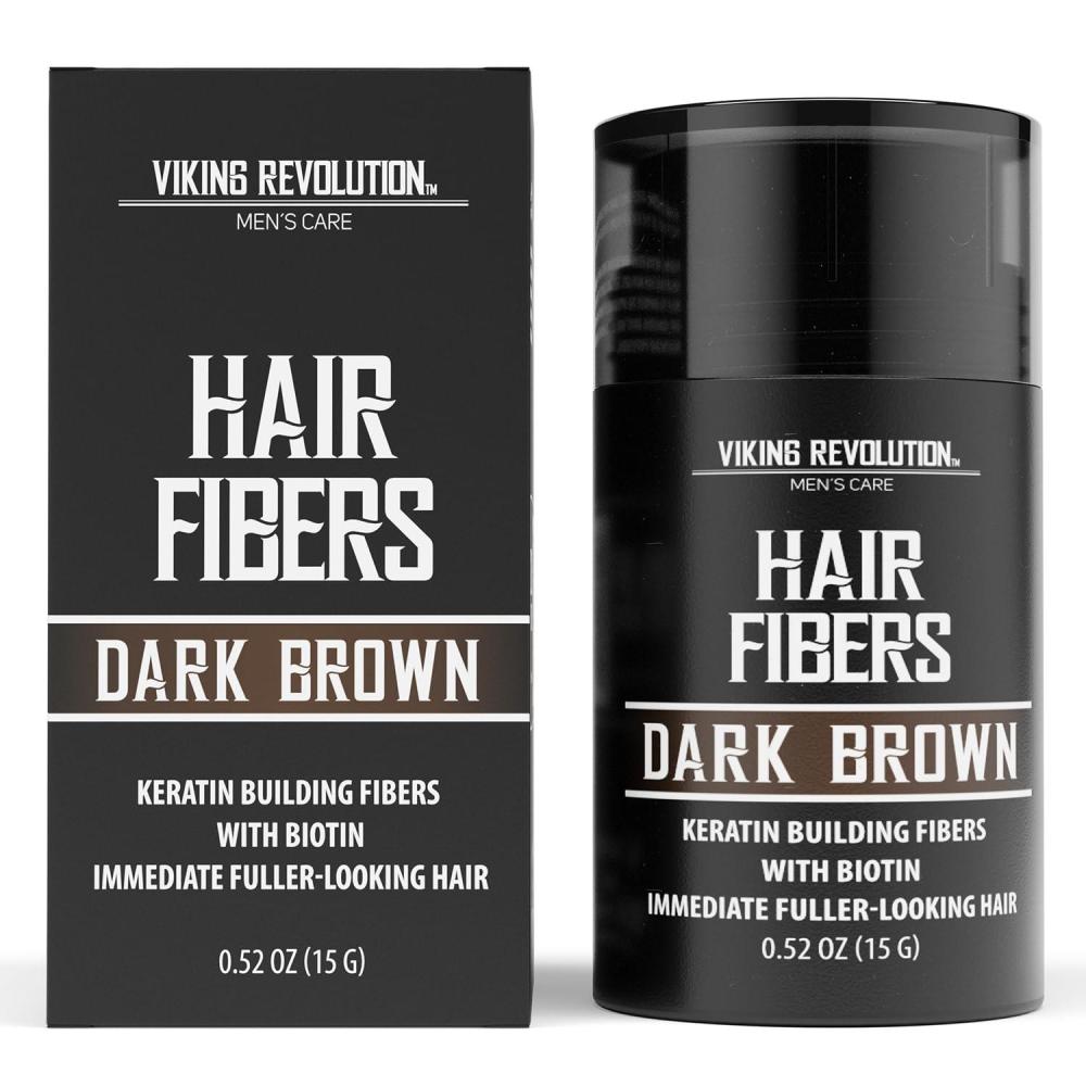 image:imageViking Revolution Dark Brown Hair Fibers for Thinning Hair Men Thick Fiber for Bald Spot Cover Up Hair Building Fibers with Kerating and Biotin Hair Fiber for Men for a Fuller Look 052ozDark Brown