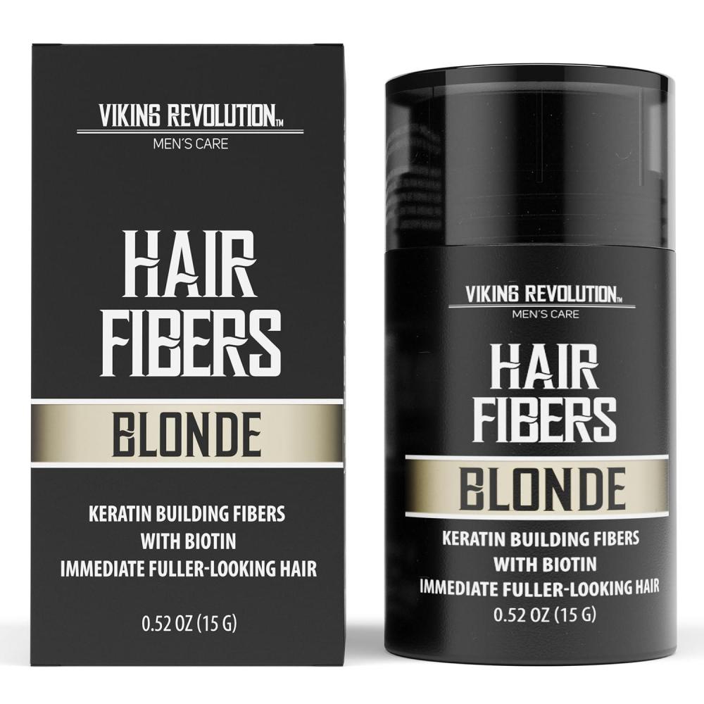 image:imageViking Revolution Dark Brown Hair Fibers for Thinning Hair Men Thick Fiber for Bald Spot Cover Up Hair Building Fibers with Kerating and Biotin Hair Fiber for Men for a Fuller Look 052ozBlonde