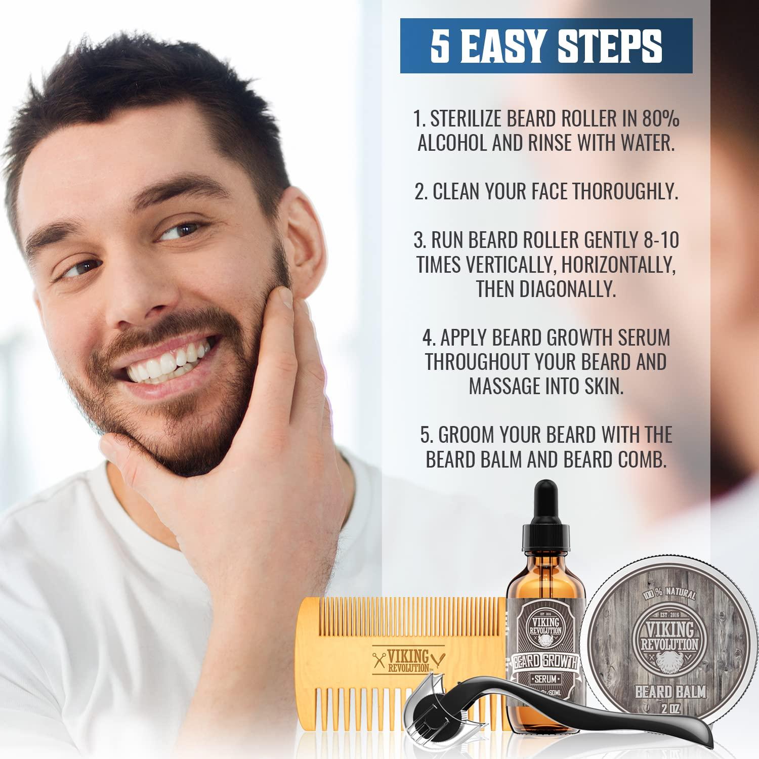 image:imageBeard Growth Kit Oil Balm Serum Derma Roller amp Wooden Comb for Beard amp Mustache GrowthBeard Growth Kit
