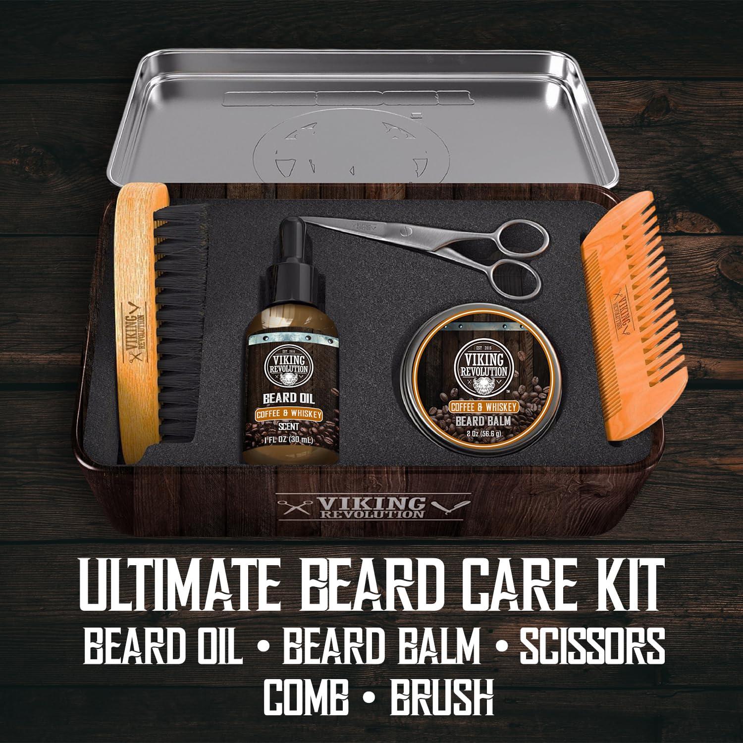 image:imageBeard Growth Kit Oil Balm Serum Derma Roller amp Wooden Comb for Beard amp Mustache GrowthCoffee Whiskey