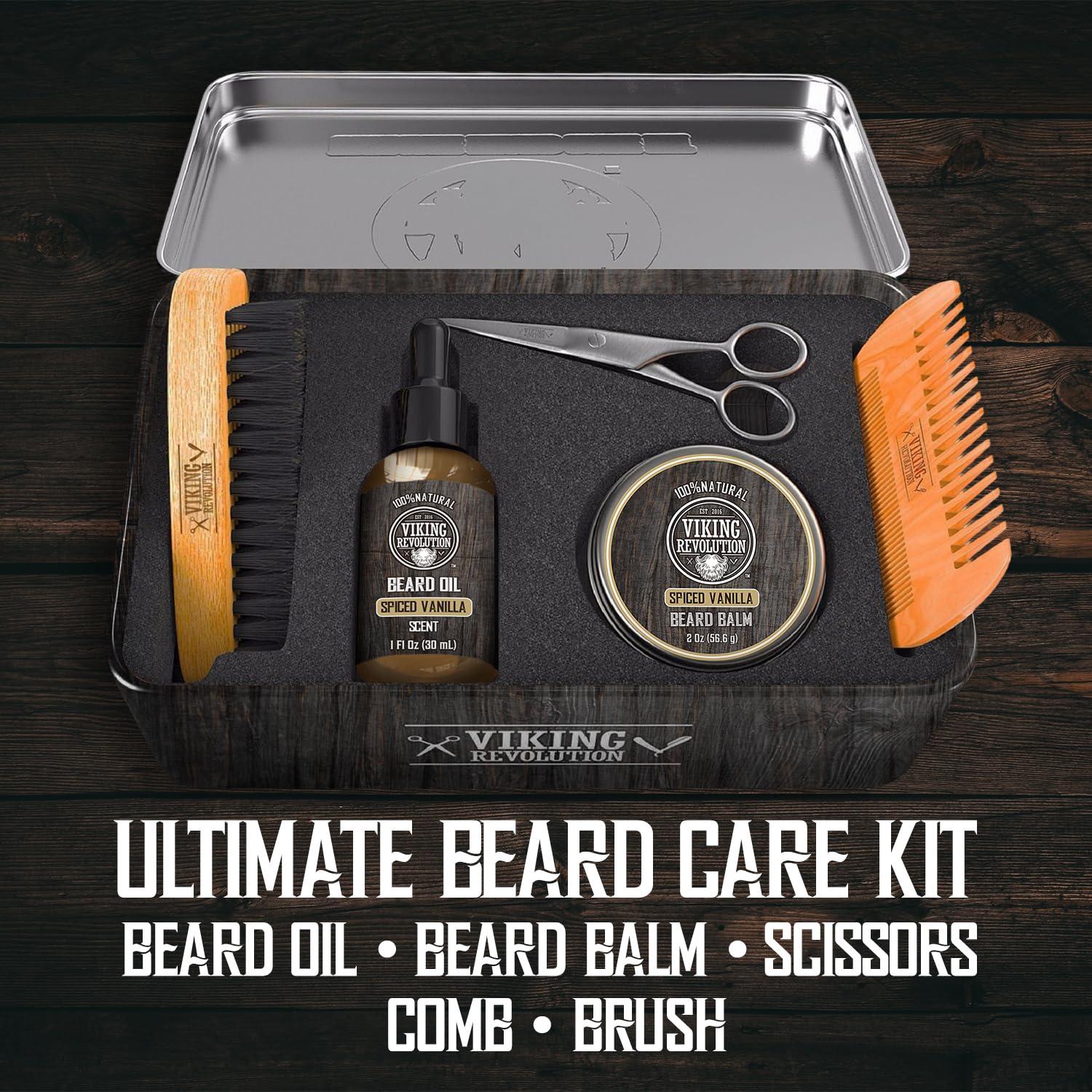 image:imageBeard Growth Kit Oil Balm Serum Derma Roller amp Wooden Comb for Beard amp Mustache GrowthSpiced Vanilla