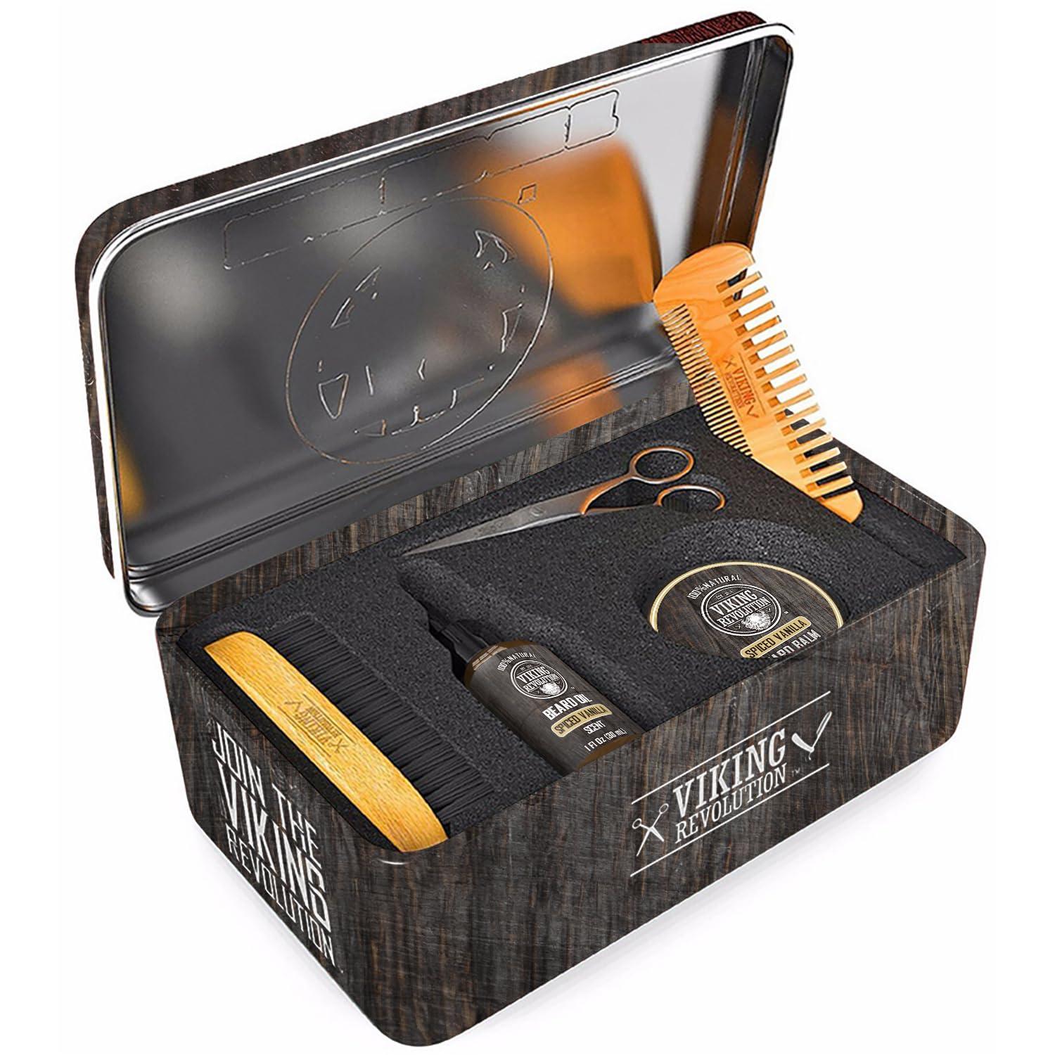 image:imageBeard Growth Kit Oil Balm Serum Derma Roller amp Wooden Comb for Beard amp Mustache GrowthSpiced Vanilla