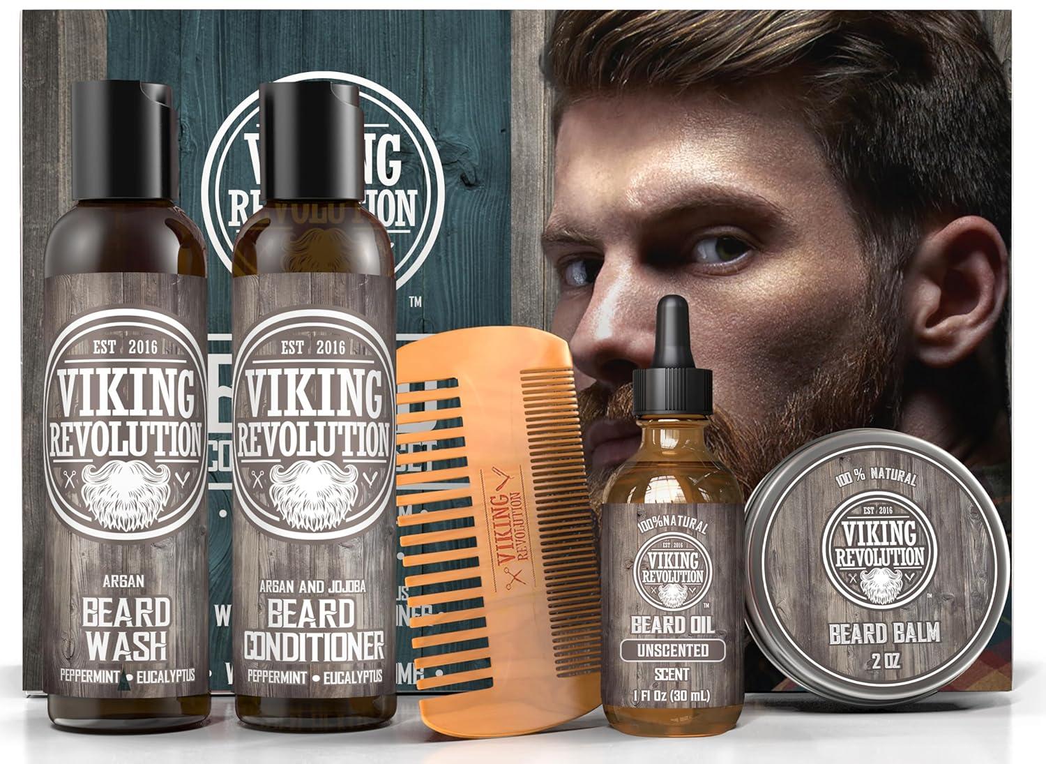 image:imageViking Revolution Ultimate Conditioner for Mens Beard Grooming Softens Smoothes and Soothes Beard Itch Contains Wash Conditioner Beard Oil Balm and Comb Classic SetCitrus