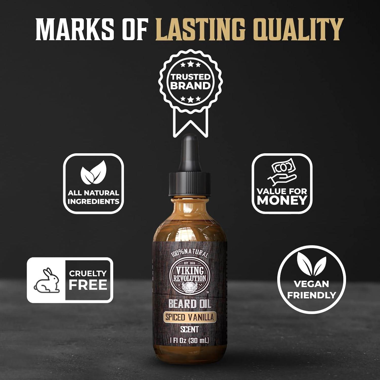image:imageViking Revolution Ultimate Conditioner for Mens Beard Grooming Softens Smoothes and Soothes Beard Itch Contains Wash Conditioner Beard Oil Balm and Comb Classic SetSpiced Vanilla