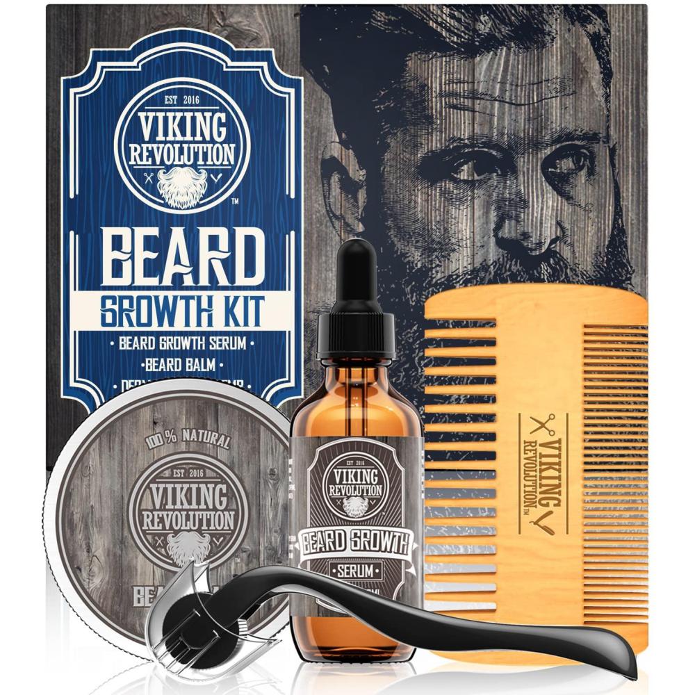 image:imageBeard Growth Kit Oil Balm Serum Derma Roller amp Wooden Comb for Beard amp Mustache GrowthBeard Growth Kit