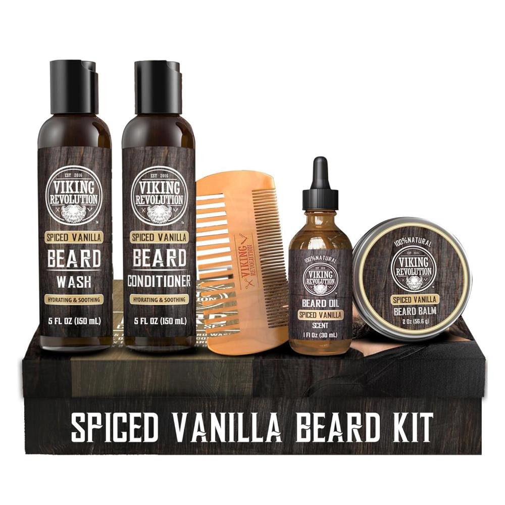 image:imageViking Revolution Ultimate Conditioner for Mens Beard Grooming Softens Smoothes and Soothes Beard Itch Contains Wash Conditioner Beard Oil Balm and Comb Classic SetSpiced Vanilla