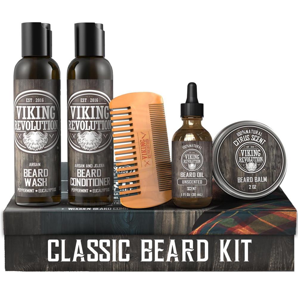 image:imageViking Revolution Ultimate Conditioner for Mens Beard Grooming Softens Smoothes and Soothes Beard Itch Contains Wash Conditioner Beard Oil Balm and Comb Classic SetCitrus