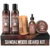 Viking Revolution Ultimate Conditioner for Men’s Beard Grooming – Softens, Smoothes and Soothes Beard Itch- Contains Wash, Conditioner, Beard Oil, Balm and Comb- Classic Set(Sandalwood)