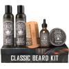 Viking Revolution Ultimate Conditioner for Men’s Beard Grooming – Softens, Smoothes and Soothes Beard Itch- Contains Wash, Conditioner, Beard Oil, Balm and Comb- Classic Set(Citrus)