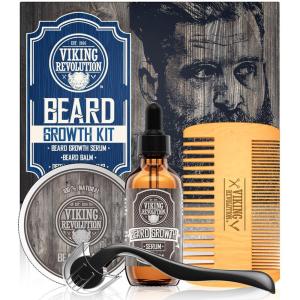 Beard Growth Kit – Oil, Balm, Serum, Derma Roller & Wooden Comb for Beard & Mustache Growth(Beard Growth Kit)