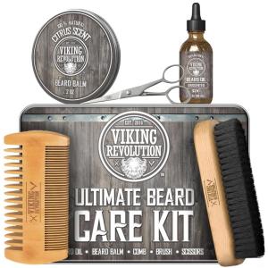 Beard Growth Kit – Oil, Balm, Serum, Derma Roller & Wooden Comb for Beard & Mustache Growth(Classic)