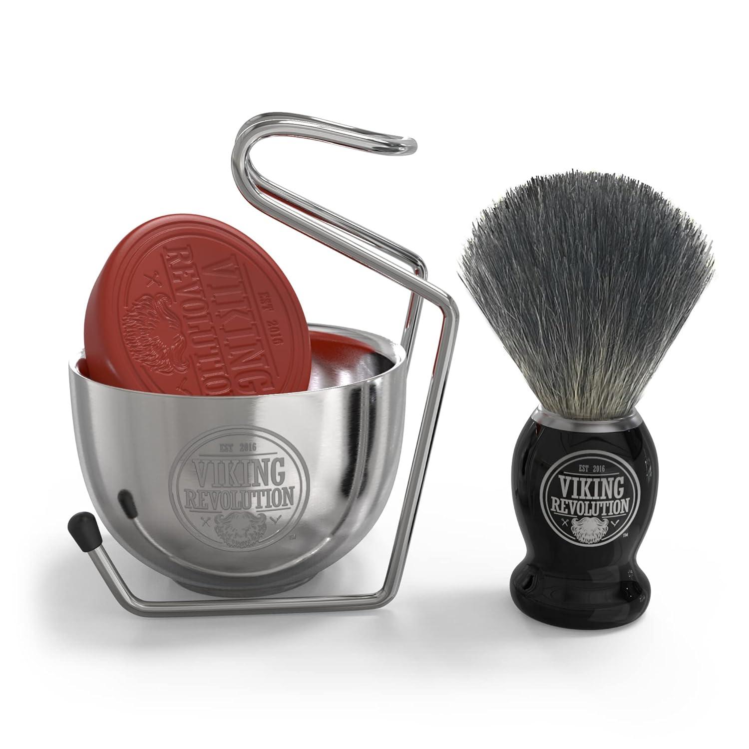 image:imageLuxury Shaving Brush Set Shaving Kit for Men Includes Badger Hair Shaving Brush Shaving Soap Stainless Steel Shaving Bowl Safety Stand