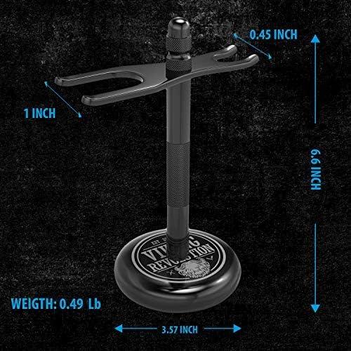 image:imageViking Revolution Black Safety Razor Stand Razor Holder and Shaving Brush Stand to Prolong the Life of Your Razor Weighted Bottom for Extra Stability