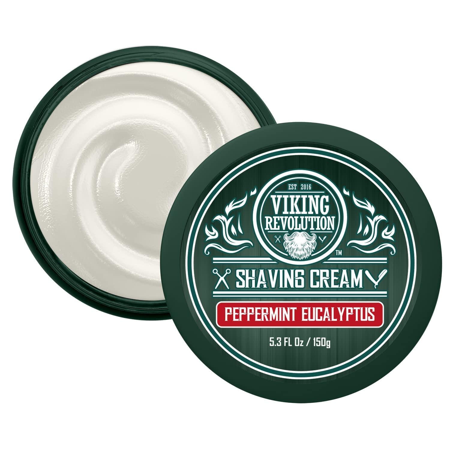 image:imageViking Revolution Luxury Shaving Cream for Men Sandalwood Scent Soft Smooth amp Silky Shaving Soap Rich Lather for the Smoothest Shave 53ozPeppermint Eucalyptus