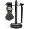 Viking Revolution Black Safety Razor Stand – Razor Holder and Shaving Brush Stand to Prolong the Life of Your Razor – Weighted Bottom for Extra Stability