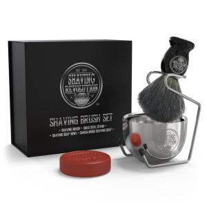 Luxury Shaving Brush Set – Shaving Kit for Men Includes Badger Hair Shaving Brush, Shaving Soap, Stainless Steel Shaving Bowl, Safety Stand