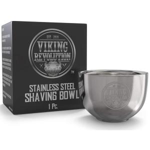 Viking Revolution Stainless Steel Shaving Soap Bowl- Shaving Mug for Shave Cream & Soap- Double Layer, Unbreakable Shaving Cup for Wet Shave 3.2″ x 2.2″