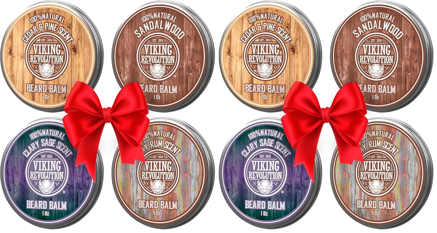 image:imageViking Revolution 4 Beard Balm Variety Pack 1oz Each Sandalwood Pine amp Cedar Bay Rum Clary Sage Styles Strengthens and Softens Beards and Mustaches Wax for MenCedar