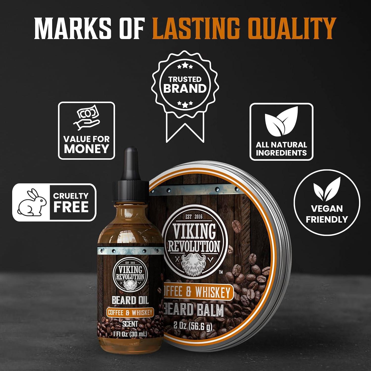 image:imageViking Revolution Cedar amp Pine Beard Balm Butter with Argan Oil Softener amp Moisturizer for Men Wax for Beards 2oz 1 PackCoffee Whiskey