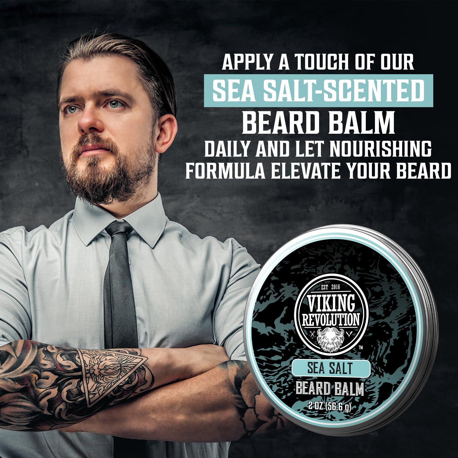 image:imageViking Revolution Cedar amp Pine Beard Balm Butter with Argan Oil Softener amp Moisturizer for Men Wax for Beards 2oz 1 PackSea Salt