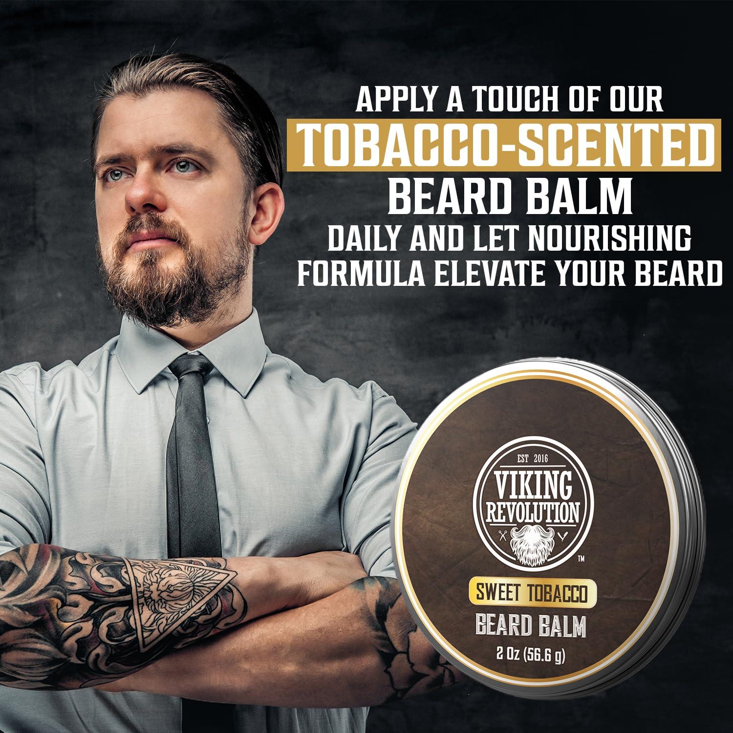 image:imageViking Revolution Cedar amp Pine Beard Balm Butter with Argan Oil Softener amp Moisturizer for Men Wax for Beards 2oz 1 PackSweet Tobacco