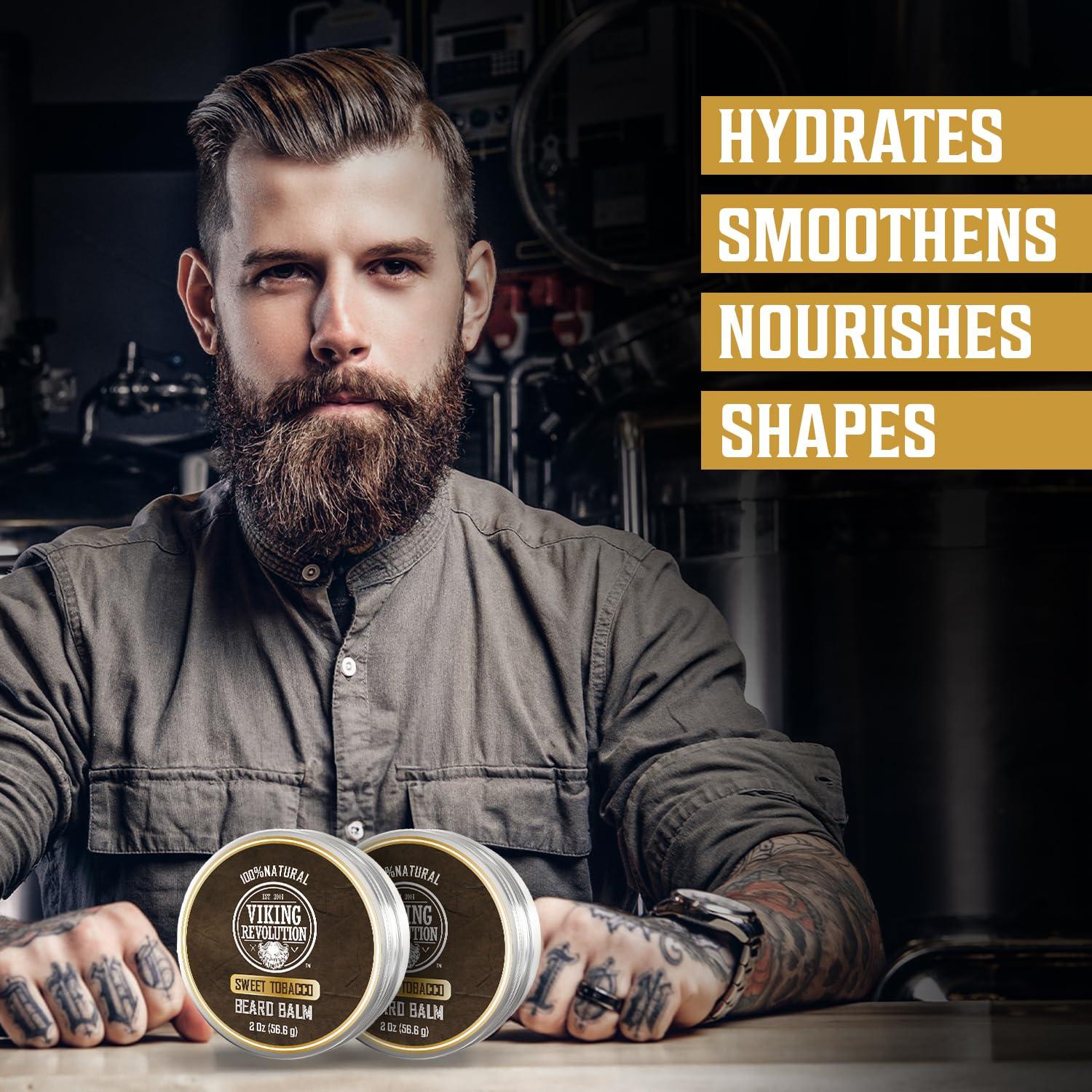 image:imageViking Revolution Cedar amp Pine Beard Balm Butter with Argan Oil Softener amp Moisturizer for Men Wax for Beards 2oz 1 PackSweet Tobacco