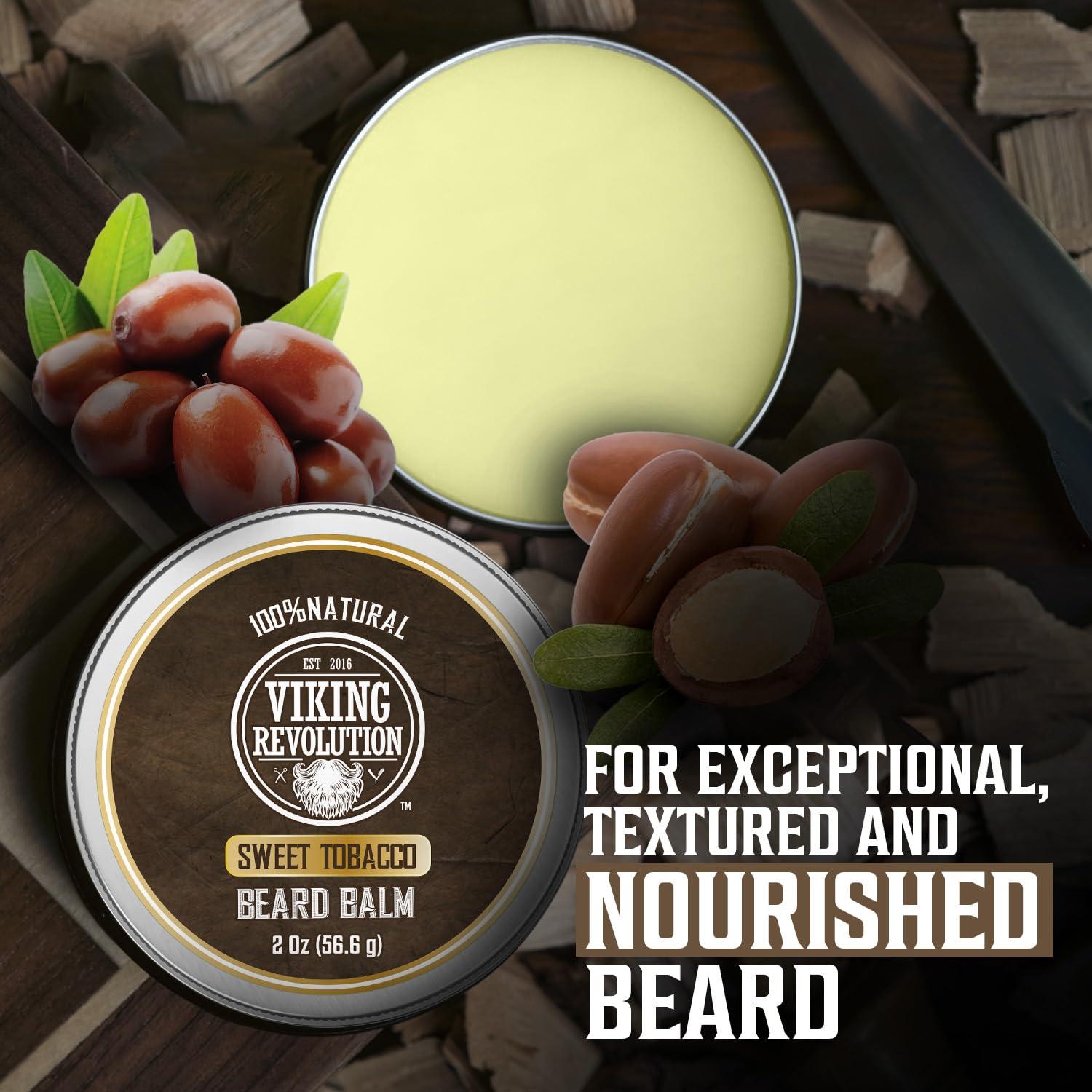 image:imageViking Revolution Cedar amp Pine Beard Balm Butter with Argan Oil Softener amp Moisturizer for Men Wax for Beards 2oz 1 PackSweet Tobacco