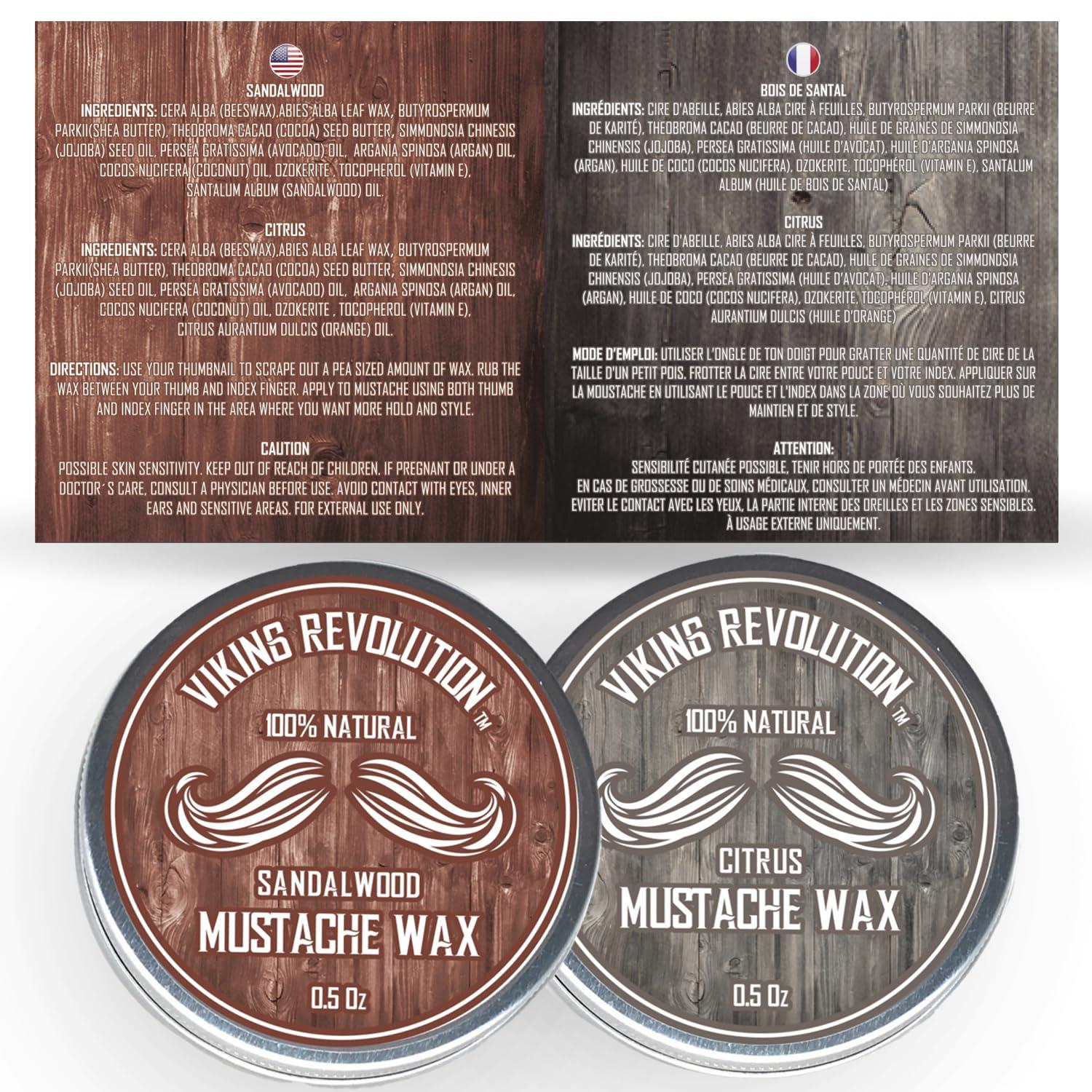 image:imageViking Revolution Mustache Wax 2 Pack Beard amp Moustache Wax for Men Strong Hold Helps Train Tame amp Style Citrus amp Sandalwood 2 packCitrus Sandalwood