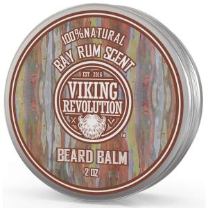 Viking Revolution Cedar & Pine Beard Balm – Butter with Argan Oil, Softener & Moisturizer for Men – Wax for Beards (2oz, 1 Pack)(Bay Rum)