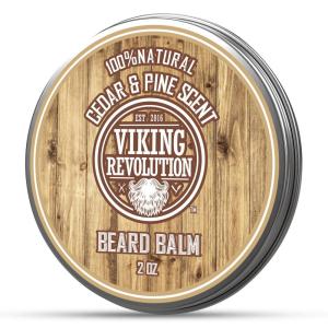 Viking Revolution Cedar & Pine Beard Balm – Butter with Argan Oil, Softener & Moisturizer for Men – Wax for Beards (2oz, 1 Pack)(Cedar & Pine)