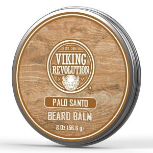 Viking Revolution Cedar & Pine Beard Balm – Butter with Argan Oil, Softener & Moisturizer for Men – Wax for Beards (2oz, 1 Pack)(Palo Santo)