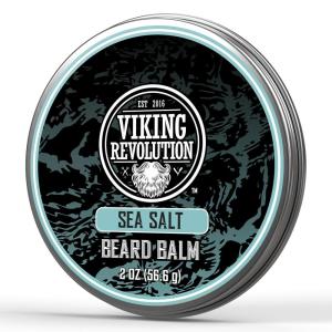 Viking Revolution Cedar & Pine Beard Balm – Butter with Argan Oil, Softener & Moisturizer for Men – Wax for Beards (2oz, 1 Pack)(Sea Salt)