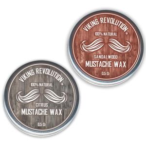 Viking Revolution Mustache Wax 2 Pack – Beard & Moustache Wax for Men – Strong Hold Helps Train Tame & Style (Citrus & Sandalwood, 2 pack)(Citrus & Sandalwood)