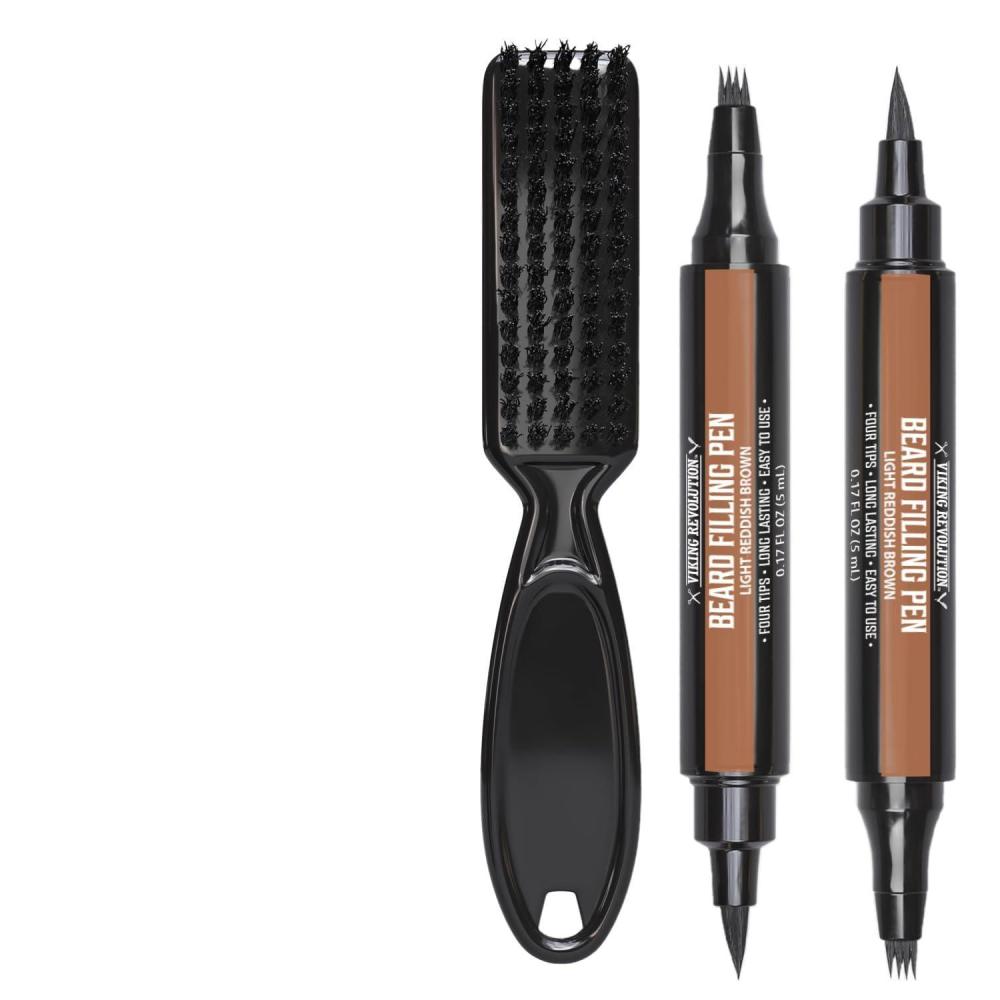 image:imageViking Revolution Beard Pen 2 Pack Black Beard Pencil Filler for Men Lapiz para Barba de Hombre Beard Filler for Men Waterproof Beard Filling Pen Kit Long Lasting Beard Filler Pen with BrushReddish Brown