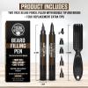 Viking Revolution Beard Pen (2 Pack) – Black Beard Pencil Filler for Men Lapiz para Barba de Hombre – Beard Filler for Men Waterproof Beard Filling Pen Kit – Long Lasting Beard Filler Pen with Brush(Brown)