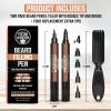 Viking Revolution Beard Pen (2 Pack) – Black Beard Pencil Filler for Men Lapiz para Barba de Hombre – Beard Filler for Men Waterproof Beard Filling Pen Kit – Long Lasting Beard Filler Pen with Brush(Reddish Brown)