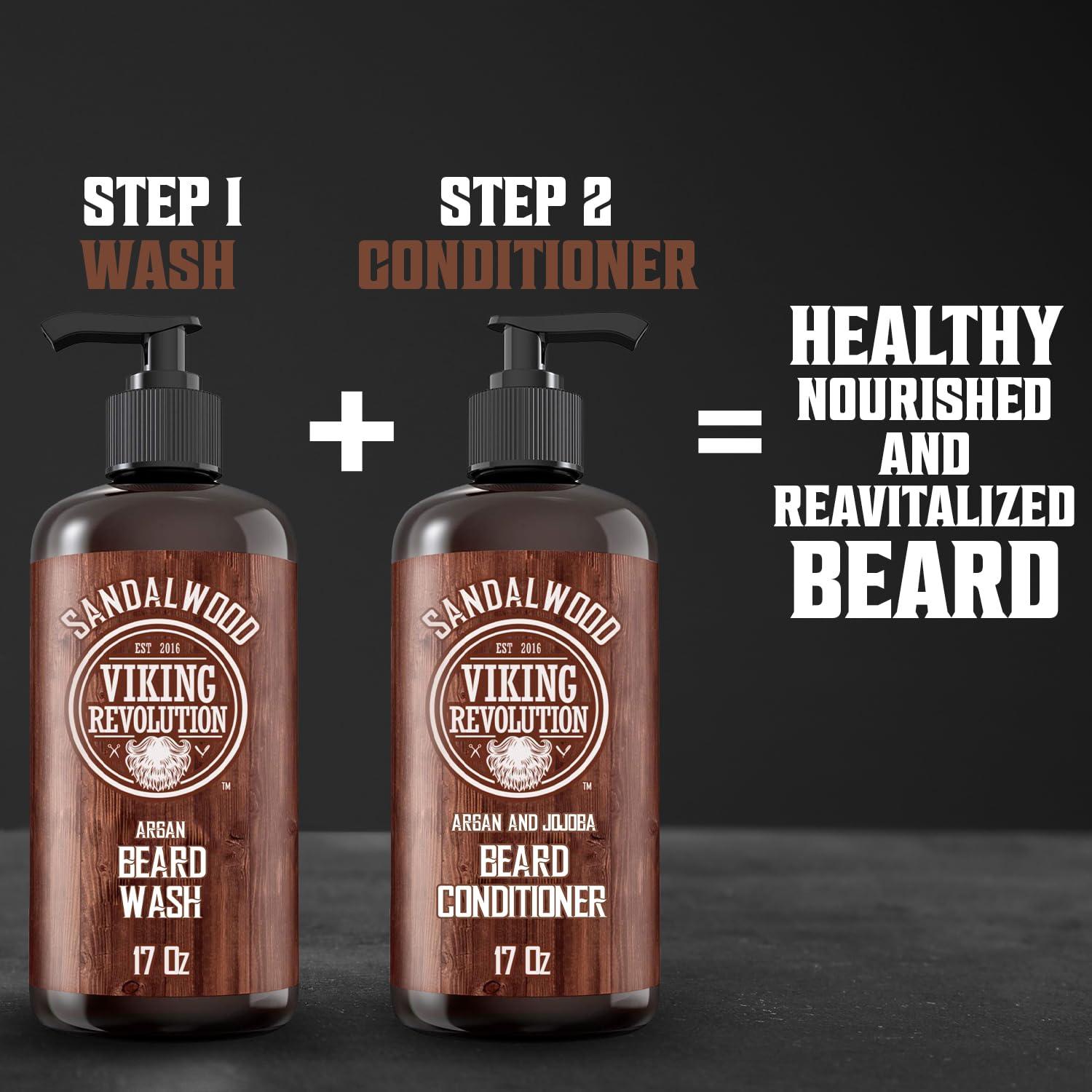 image:imageViking Revolution Beard Conditioner wArgan amp Jojoba Oils Softens amp Strengthens Sandalwood Scent Beard Conditioner wBeard Oil 17oz Conditioner17 Fl Oz Pack of 2