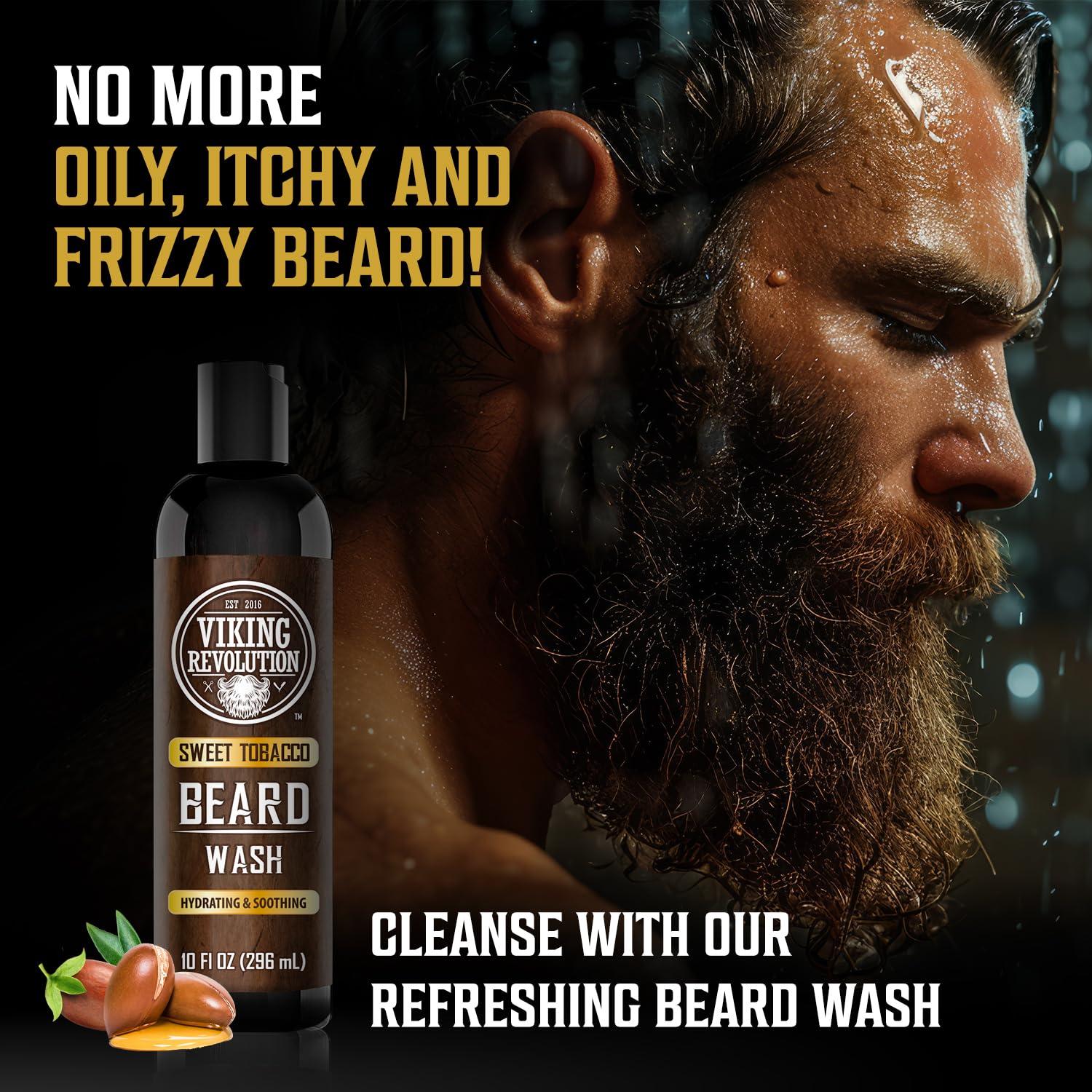 image:imageViking Revolution Beard Wash and Beard Conditioner for Men with Argan Oil and Jojoba Oil Beard Softener and Strengthener Beard Care Beard Shampoo and Conditioner with Beard Oil 17oz Sweet TobaccoBeard Wash and Conditioner