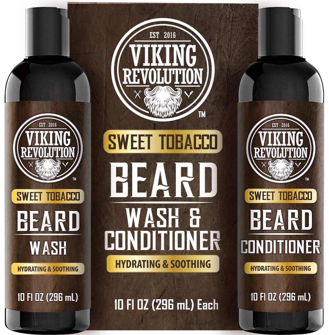 image:imageViking Revolution Beard Wash and Beard Conditioner for Men with Argan Oil and Jojoba Oil Beard Softener and Strengthener Beard Care Beard Shampoo and Conditioner with Beard Oil 17oz Sweet TobaccoBeard Wash and Conditioner