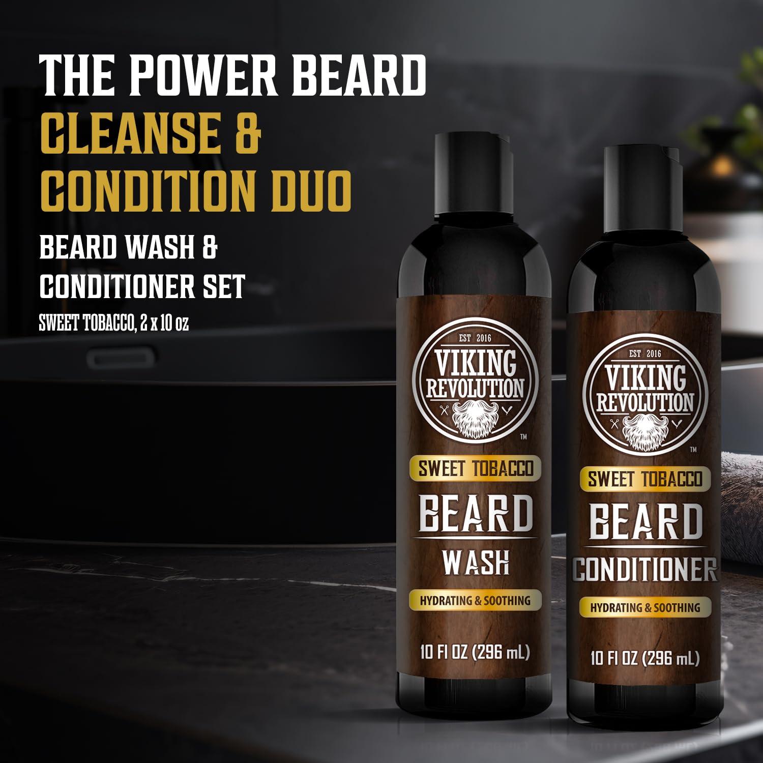 image:imageViking Revolution Beard Wash and Beard Conditioner for Men with Argan Oil and Jojoba Oil Beard Softener and Strengthener Beard Care Beard Shampoo and Conditioner with Beard Oil 17oz Sweet TobaccoBeard Wash and Conditioner