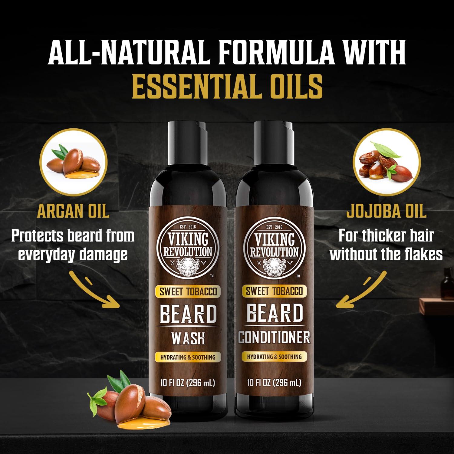 image:imageViking Revolution Beard Wash and Beard Conditioner for Men with Argan Oil and Jojoba Oil Beard Softener and Strengthener Beard Care Beard Shampoo and Conditioner with Beard Oil 17oz Sweet TobaccoBeard Wash and Conditioner