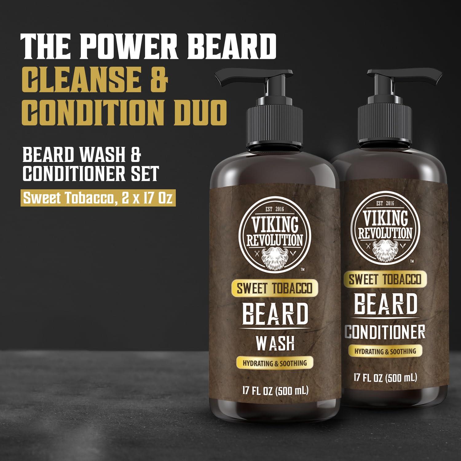 image:imageViking Revolution Beard Wash and Beard Conditioner for Men with Argan Oil and Jojoba Oil Beard Softener and Strengthener Beard Care Beard Shampoo and Conditioner with Beard Oil 17oz Sweet TobaccoBeard Wash and Conditioner